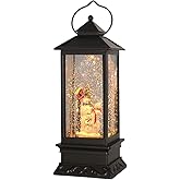 Eldnacele Christmas Snow Globe Lantern with Music, Battery Operated Lighted Swirling Glitter Water Lantern with Timer for Christmas Home Decoration, Snowman