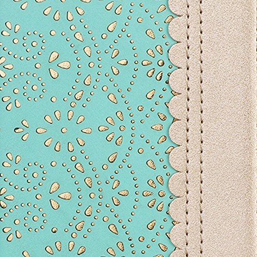 Homelove WWW Wallet Case for iPhone XR, [Luxurious Romantic Carved Flower] Leather Wallet Case with [Inside Makeup Mirror] and [Kickstand Feature] for Apple iPhone XR Case (2018) Mint Green