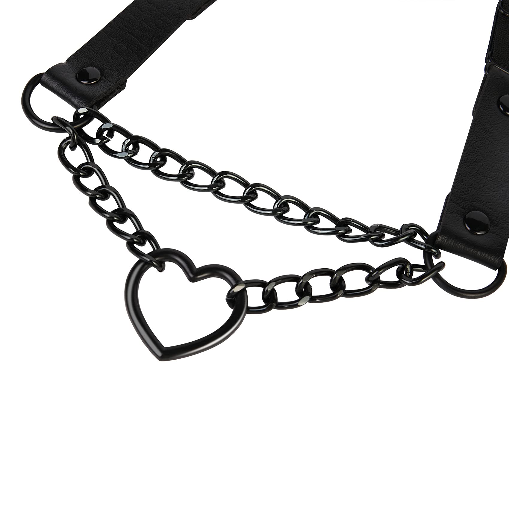2PCs Adjustable Leg Garter with Chains, Elastic Heart Thigh Garters Belt for Women