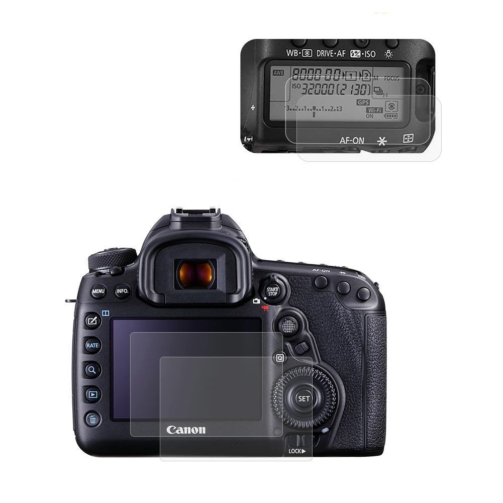 kinokoo Screen Protector for Canon EOS 5D Mark IV/EOS 5D4 camera, 0.25mm 9H Hardness Tempered Glass Film for Canon EOS 5D4 Digital camera - Bubble Free& Anti-Scratch&Anti-Finger Print (2 Pack)
