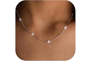 CUEZIY Christmas Gifts Stocking Stuffers Dainty Necklaces for Women Cute Station Choker Simulated Diamond Necklace Simple Layering CZ Necklace Trendy Jewelry Gifts