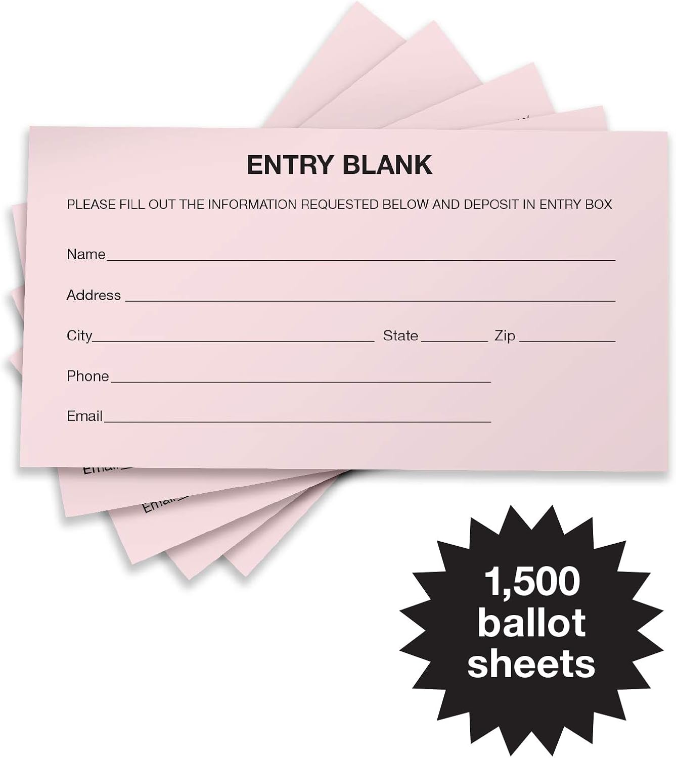 1500 Entry Forms - Includes 15 Blank Raffle Ticket Pads - (Pink) - GPP-0022