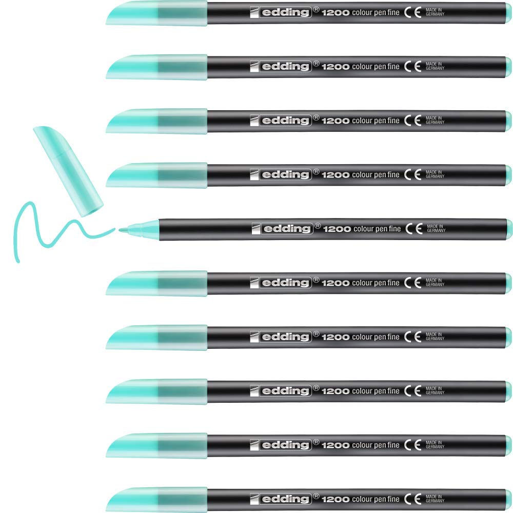 edding 1200 colour pen fine - sweet mint - 10 pens - round tip 1 mm - felt-tip pen for drawing and writing - for school or mandala
