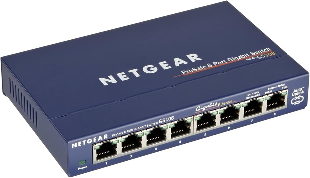 NETGEAR GS108GE 8-Port Gigabit Ethernet Unmanaged Desktop Network Switch