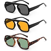 YDAOWKN Retro Square Aviator Sunglasses for Women Men Trendy Flat Top Sun Glasses UV Protection Vintage Shades