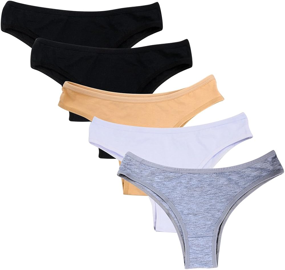 Nightaste Women's 5Pack Soft Cotton Tanga Panties Breathable Sport Half Back Coverage Bikini