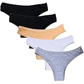Nightaste Women's Soft Cotton Tanga Panties 5-Pack, Breathable Cheeky Bikini Sport Underwear