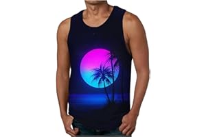 NaRHbrg Palm Tree Tanks Tops for Mens Cool Printed Graphic Sleeveless Tank Top Muscle Shirt for Workout Gym Jogging