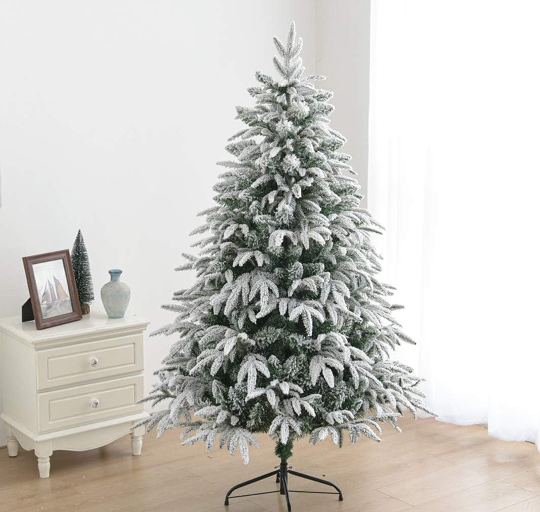 FUTN White Snowflake Tree Snow Flocked Xmas Tree, w/Metal Stand Easy Assembly for Home,Office,Shops,and Hotels (Color : G, Size : 0.6m/1.9ft)