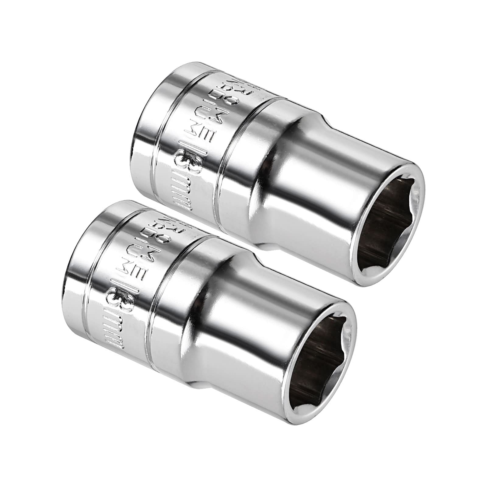 Kozelo 2pcs 6 Point Shallow Socket - [1/2 Inch x 13mm] Square Drive for Car Mechanical Equipment Repair Use, CR-V Steel Metric Sizes