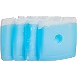 Amazon Basics Reusable Hard Sided Square Ice Pack, 4.75" X 4.75" X 0.5", Blue, Pack of 4