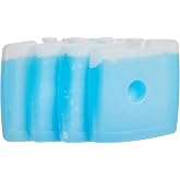 Amazon Basics Reusable Hard Sided Square Ice Pack for Lunch Boxes, Cold Storage, BPA-Free, Slim &amp; Lightweight, 4.75" x 4.75" x 0.5", Blue, 4 Count