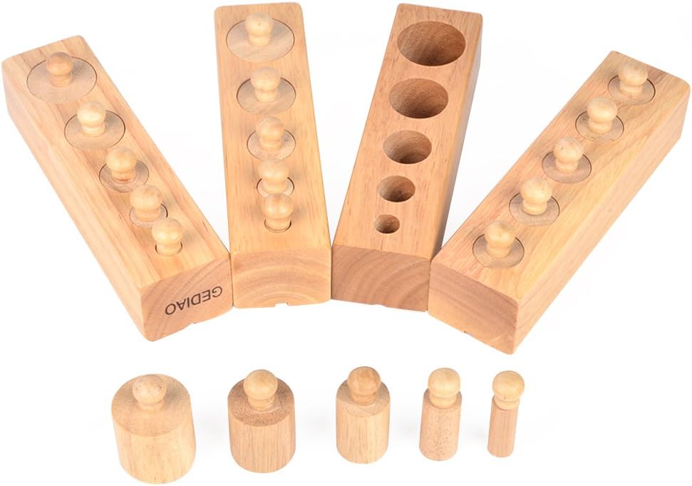 GEDIAO Montessori Toys Wooden Cylinder Socket Building Blocks Set Educational Toy for Baby Kids