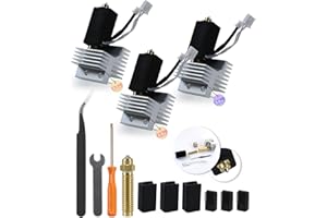 Manolindox 3Pack 0.2+0.4+0.6MM Upgrade Ceramic Hotend for Elegoo Centauri Carbon, Thermal Efficiency Increased by 15%, with 0.8MM Bimetallic Hardened Steel Nozzle Brush Silicone Socks and Kit Tools