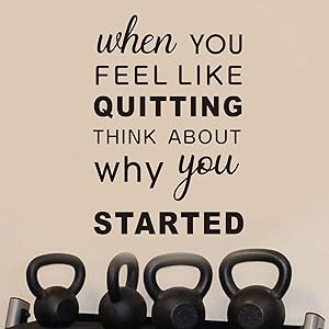 AnFigure Motivational Wall Decals, Gym Wall Decal, Quote Inspirational Sports Workout Fitness Exercise Vinyl Art Home Decor Stickers When You Feel Like Quitting Think About Why You Started 13"x19"