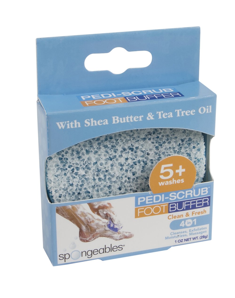 Spongeables Pedi-Scrub Foot Buffer, Clean & Fresh, Pedi Perfect Deep Exfoliation for Feet, Therapeutic Aromatherapy Foot Exfoliating Sponge with Heel Buffer, Travel Size, 1 oz Sponge, 5+ Washes: Beauty