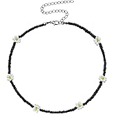 Colorful Sunflowers Beaded Choker Bohemian Daisy Flowers Necklace Handmade Summer Boho Resin Seeds Beads Collar Clavicle Choker Necklaces for Women Vacation Jewelry