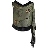 JJcollection Silk Base Burn-out Velvet Shawl, 72" L x 21" W, Rose & Wall, Mult.Green