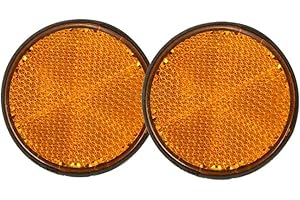 2Pcs 2" Round Orange Reflector Universal for Motorcycle ATV Dirt Bike Clever Fashion