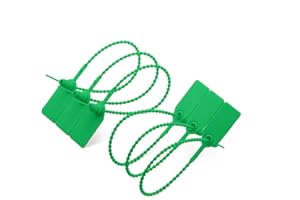 PZRT 20pcs Plastic High Security Seal With Metal Insert Adjustable Self-Locking Pull Tight Cable Ties Tags Disposable Wire Padlock for Cargo Container Seal Lock Green