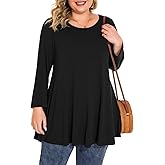 BELAROI Plus Size Tops For Women 3/4 Sleeve Comfy Tunic For Leggings Loose Casual T-Shirt