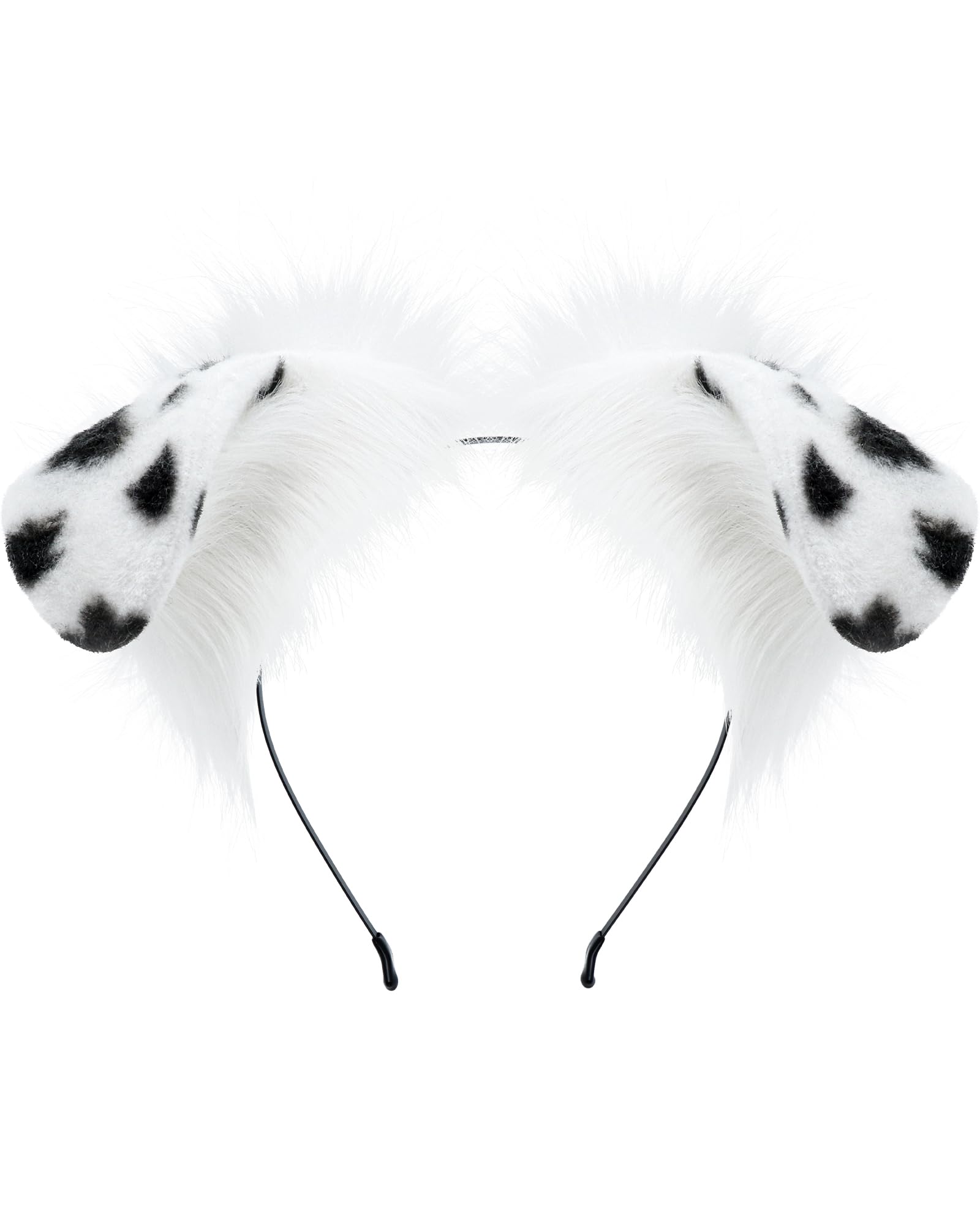 ZFKJERS Handmade Plush Ears Headwear Dalmatian Dog Ears Headband Cosplay Accessory for Halloween, Christmas (Spot White)