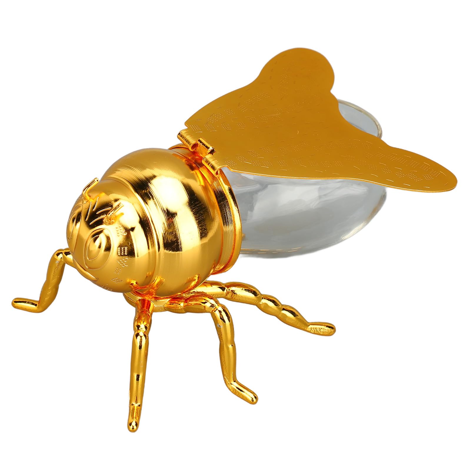 Fockety Bee Shape Honey Pot, Exquisite Decorative Honey Jar Honey Dispenser Spices Syrups Tea Leaves Kitchen Spice Jar for Home Hotel Restaurant (Gold)