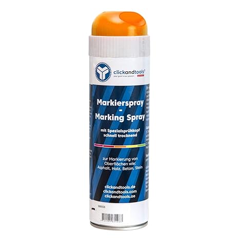 Markierspray leucht orange clickandtools® mit Spezialsprühkopf, schnell trocknend