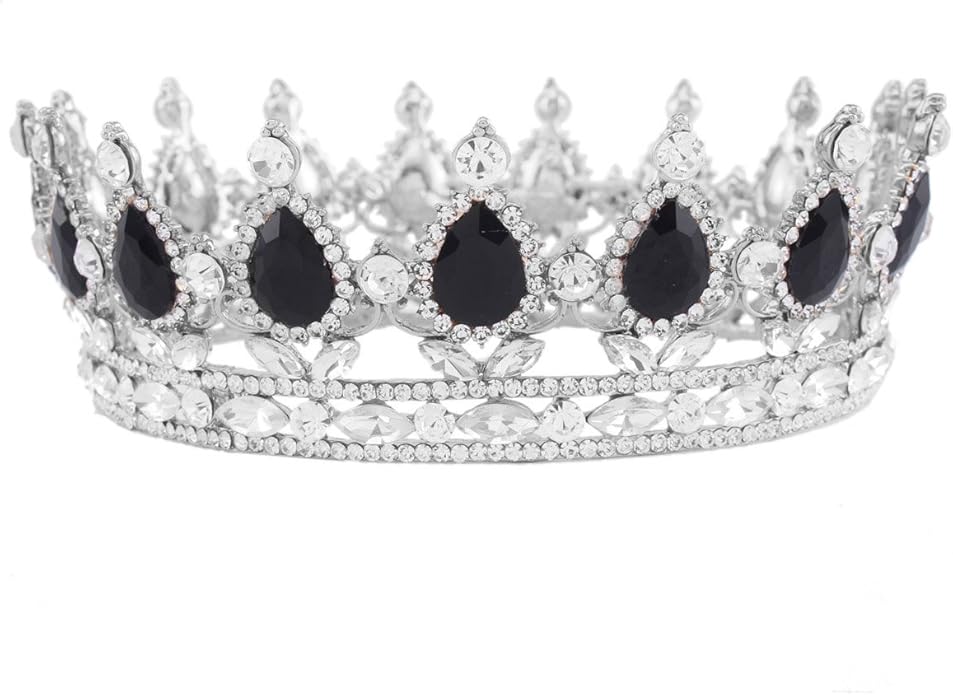 Santfe Tiara de Novia Plata Corona Diadema con Rhinestones para Fiesta