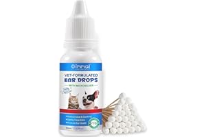 Ear Drops for Dogs and Cats with Swabs - Natural Yeast Infection Treatment, Dog Ear Infection Medication, Gently Clean Ears T