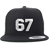Trendy Apparel Shop Number 67 White Thread Embroidered Flat Bill Snapback Baseball Cap