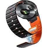 Strong Magnetic Sport Bands Compatible for Instinct 3/2/1/Fenix 8 51mm/Fenix 7X / Fenix 6X / Fenix 5X/Enduro 2, Quick Fit 22mm 26mm Silicone Wrist Strap for Fenix 8/7/6/5/Forerunner 935/945/Epix Gen 2