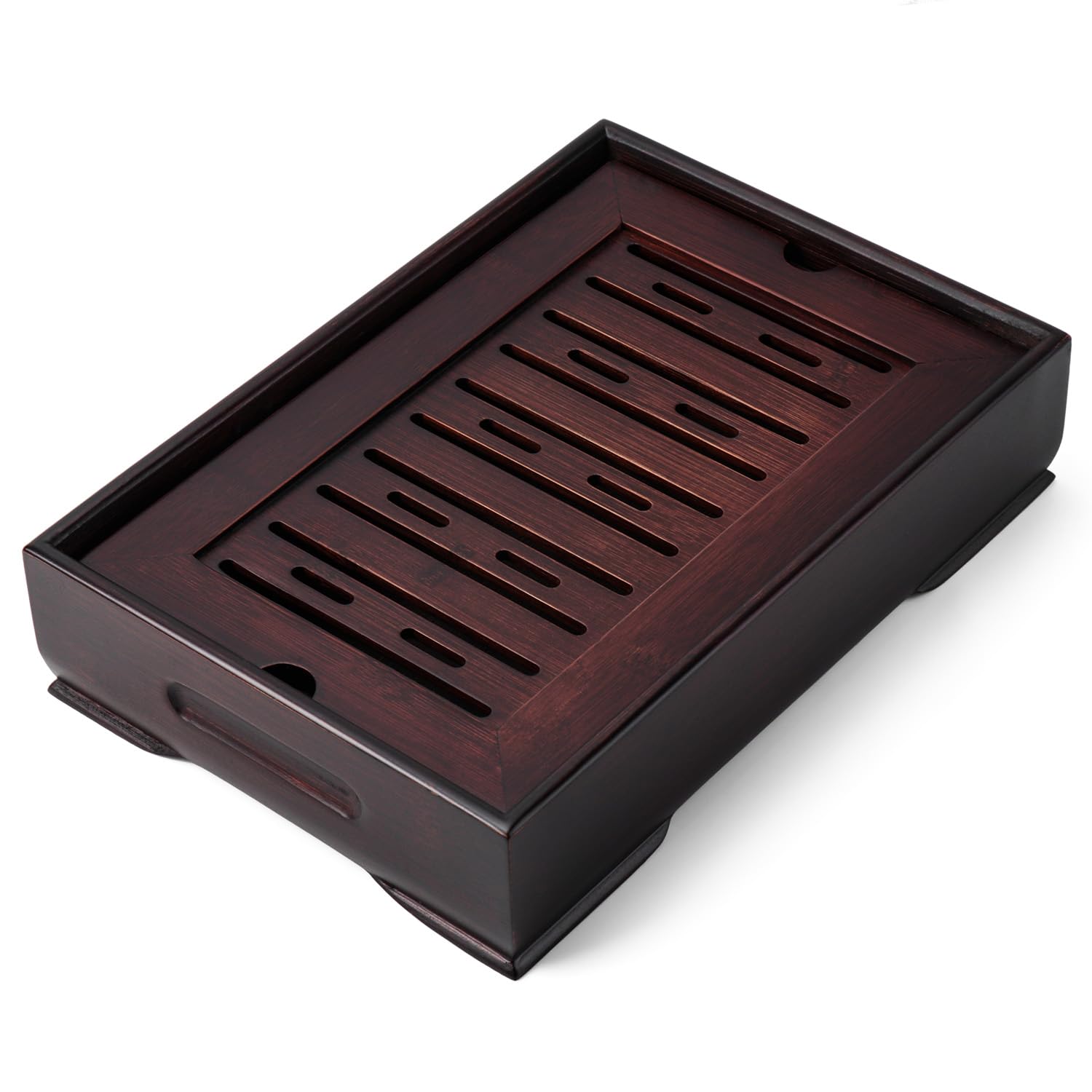 Mini Bamboo Chinese Tea Tray - 11.5” Japanese Tea Serving Tray, Small Gongfu Tea Table Set with Reservoir Type Water Storage Box