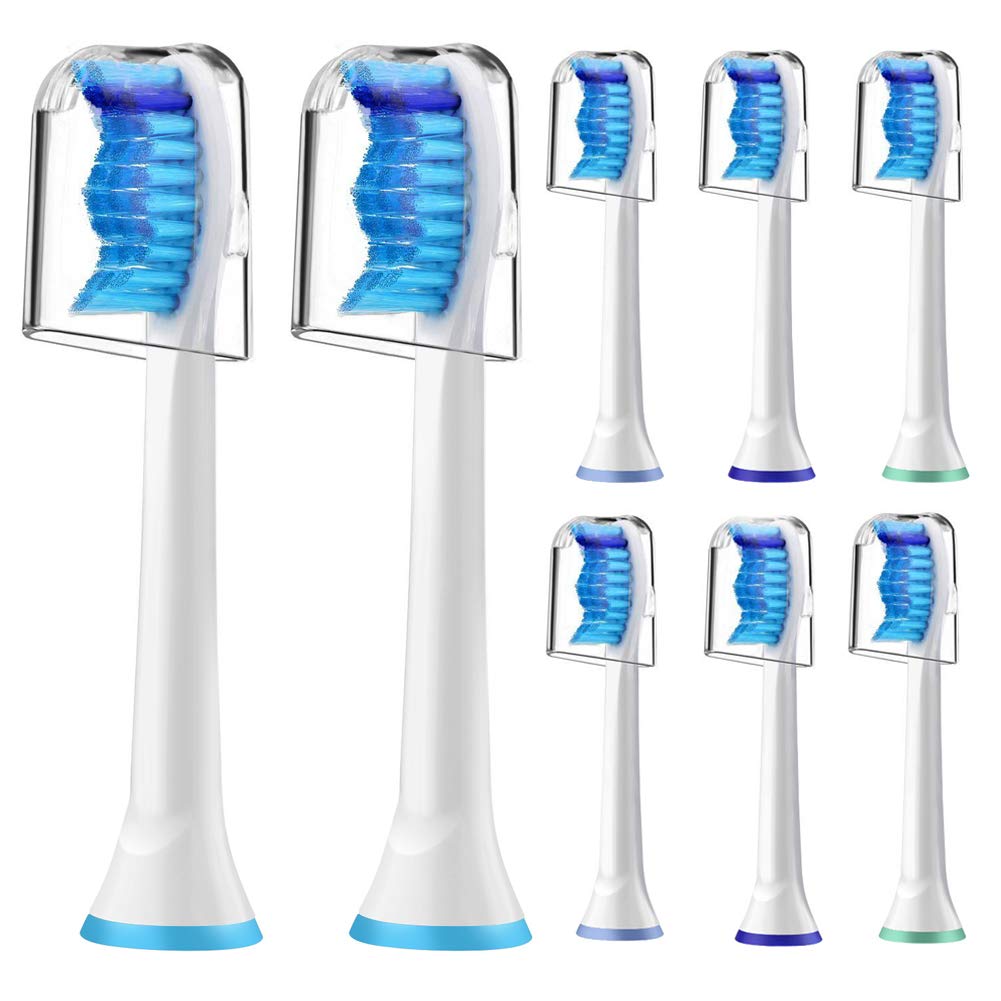 ASYH Replacement Toothbrush Heads, Compatible with Sonic Care Brush Handles, Fits 4100 5100, 2/3 Series HealthyWhite Sonic Toothbrushes Models, 8 Pack HX6018