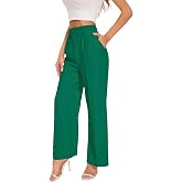 FUNYYZO Pantalones de vestir de pierna ancha para mujer, pantalones de | Pantalones de vestir de oficina para mujer, cintura 