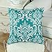 CaliTime Pack of 2 Soft Canvas Throw Pillow Covers Cases for Couch Sofa Home Decoration Vintage Solid Damask Floral 18 X 18 Inches Teal