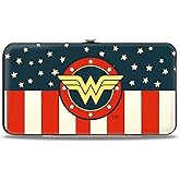 Buckle-Down womens Buckle-down Hinge - Wonder Woman/Logo Americana Red/White/Blue/Yellow Wallet, Multicolor, 7 x 4 US