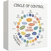 Qabliqo Mental Health Decor, Circle of Control Mental Health Wooden Box Sign, Inspirational Mental Health Wood Signs for Therapist Office Counselor Office Classroom Desk Shelf Table Decor, 5x5 Inch