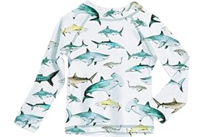 UNIFACO UPF 50+ Little Boys Long Sleeve Rash Guard Swim Shirt Premium Sun Shirt for 1-8 Years