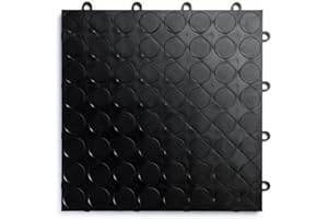 Big Floors RaceDeck CircleTrac, Interlocking Non-Slip Garage Flooring Tile, Durable, Modular, Heavy-Duty Copolymer, Easy Install (Black, 24 Pack of 12 x 12" Tiles)