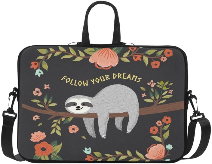 InterestPrint Inspirational Laptop Sleeve Case Bag, Cute Sloth Shoulder Strap Laptop Sleeve Notebook Computer Bag 15-15.6 Inch for MacBook Pro Air Dell HP Lenovo Thinkpad Acer Ultrabook
