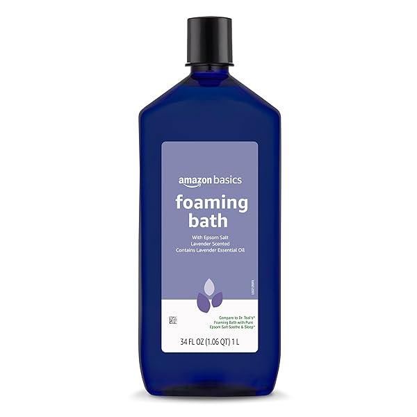 AMAZON BASICS LAVENDER SCENTED FOAMING BATH WITH ESSENTIAL OIL, 34 FLUID OUNCE