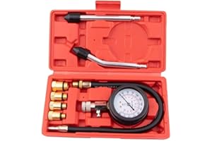 ZEAJSRU 8PCS Compression Tester Kit Professional Petrol Gas Engine Cylinder Pressure Gauge 0-300 PSI Automotive Tool for Motorcycle Car Truck (8PC01)
