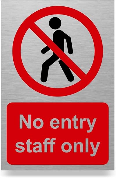 Viro Display Staff Only Sign - Aluminium - 100x150mm - Self-Adhesive - UK Made