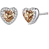 Austrian Crystal Halo Heart Stud Earrings for Women Fashion 925 Sterling Silver Hypoallergenic Jewelry
