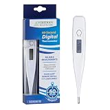 Veridian Digital Thermometer | 60-Second Readout | Fever Alert + Memory Recall| Clinical Rigid Tip | Hygienic Water-Resistant Easy Cleaning | Storage Case + Probe Covers Included