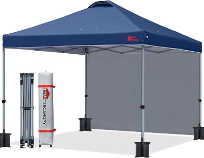 MasterCanopy Durable Ez Pop-up Gazebo 2.5x2.5M Navy Blue with Sidewall