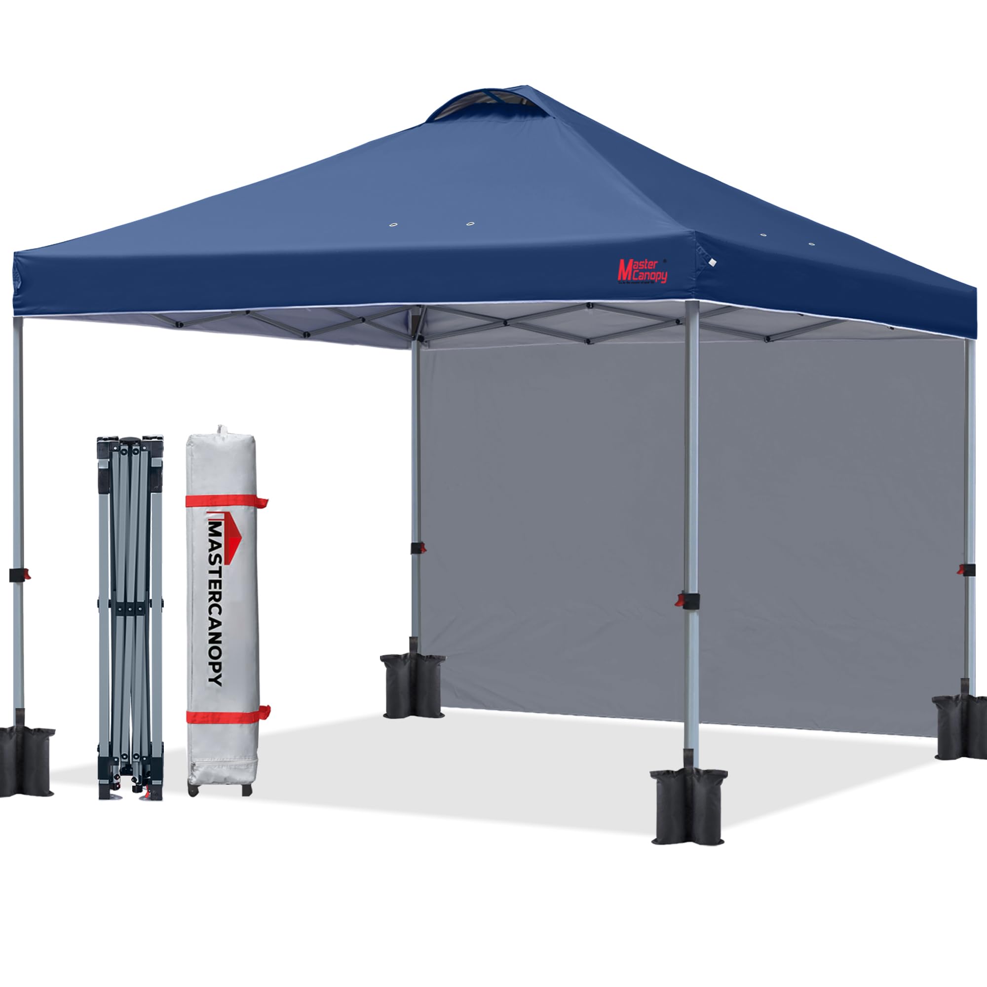 MASTERCANOPY Durable Ez Pop-up Gazebo Tent with 1 Sidewall (3x3M,Navy Blue)