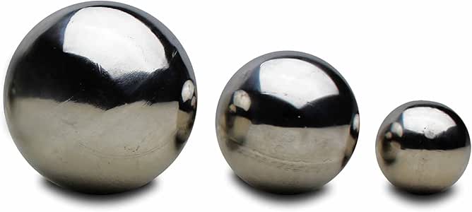 Set de 3 esferas de acero inoxidable para jardín, 9, 13 y 18 cm
