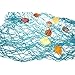 Bilipala Rustic Decorative Fishing Net Wall Decor with Seashells, Nautical Style Wall Hangings Ornaments, Blue